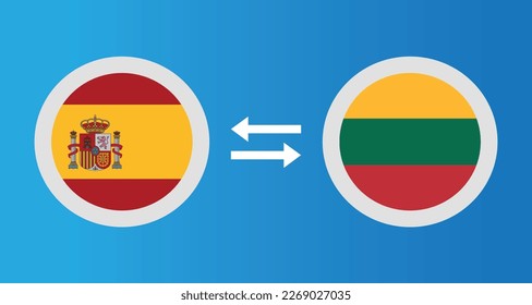 Rundsymbole mit Spanien und Litauen Flaggenwechselkurs Konzept Grafikelement Illustration Vorlage Design
