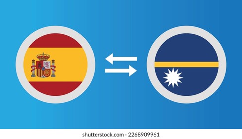 round icons with Spain and Nauru flag exchange rate concept graphic element Illustration template design

