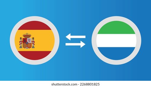 round icons with Spain and Sierra Leone flag exchange rate concept graphic element Illustration template design
