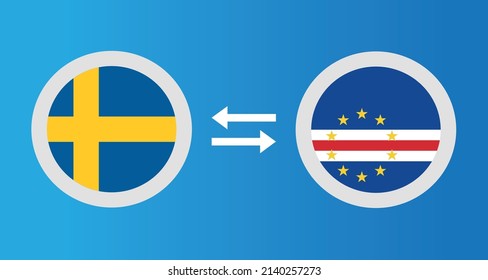 round icons with Sweden and Cape Verde flag exchange rate concept graphic element Illustration template design
