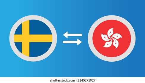 round icons with Sweden and Hong Kong flag exchange rate concept graphic element Illustration template design
