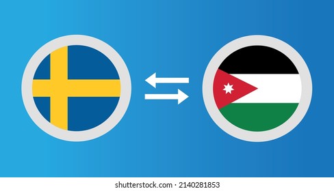 round icons with Sweden and Jordan flag exchange rate concept graphic element Illustration template design
