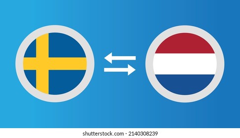 round icons with Sweden and Netherlands flag exchange rate concept graphic element Illustration template design
