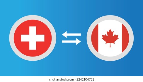 round icons with Switzerland and Canada flag exchange rate concept graphic element Illustration template design
