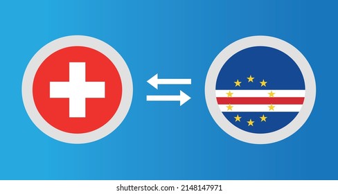 round icons with Switzerland and Cape Verde flag exchange rate concept graphic element Illustration template design
