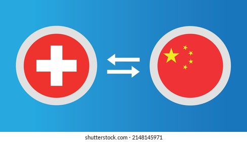 round icons with Switzerland and China flag exchange rate concept graphic element Illustration template design
