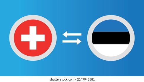 round icons with Switzerland and Estonia flag exchange rate concept graphic element Illustration template design
