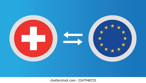 Round Icons With Switzerland And European Union Flag Exchange Rate Concept Graphic Element Illustration Template Design
