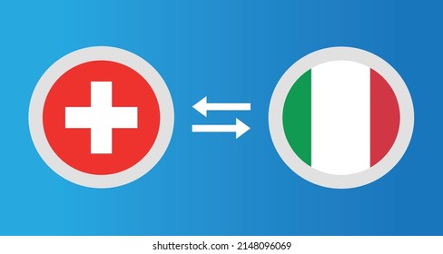round icons with Switzerland and Italy flag exchange rate concept graphic element Illustration template design
