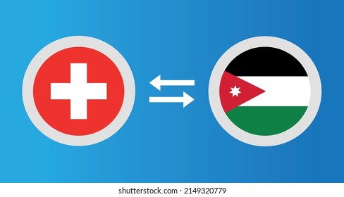 round icons with Switzerland and Jordan flag exchange rate concept graphic element Illustration template design
