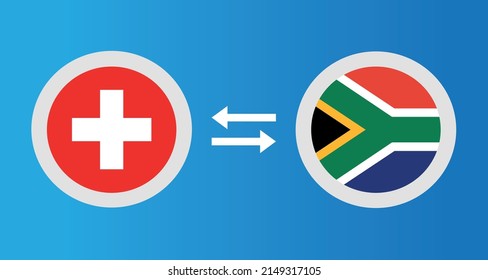round icons with Switzerland and South Africa flag exchange rate concept graphic element Illustration template design
