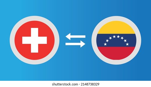 round icons with Switzerland and Venezuela flag exchange rate concept graphic element Illustration template design
