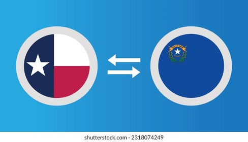 round icons with Texas and Nevada flag - United States region exchange rate concept graphic element Illustration template design
