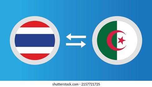 round icons with Thailand and Algeria flag exchange rate concept graphic element Illustration template design
