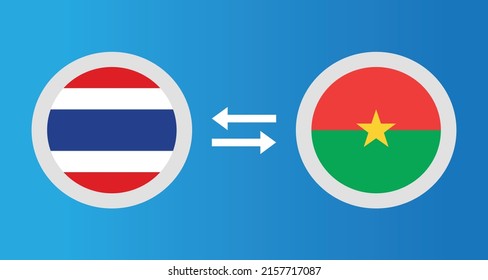 Rundsymbole mit Thailand und Burkina Faso Flaggenwechselkurs Konzept Grafikelement Illustration Vorlage Design
