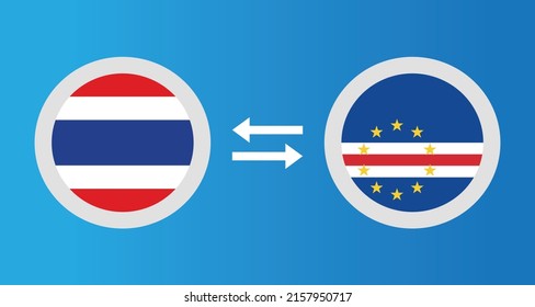 round icons with Thailand and Cape Verde flag exchange rate concept graphic element Illustration template design
