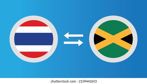 round icons with Thailand and Jamaica flag exchange rate concept graphic element Illustration template design
