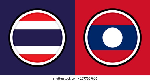 round icons, thailand and laos flags