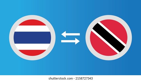 round icons with Thailand and Trinidad and Tobago flag exchange rate concept graphic element Illustration template design

