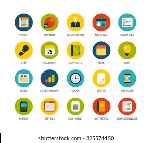 Round icons thin flat design, modern line stroke style, web and mobile design element, objects and vector illustration icons set 8 - business collection