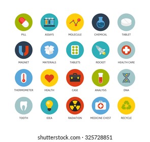 Round icons thin flat design, modern line stroke style, web and mobile design element, objects and vector illustration icons set15 - science and medicine collection