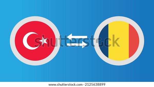 round icons with\
Turkey and Chad flag exchange rate concept graphic element\
Illustration template\
design\

