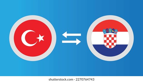 round icons with Turkey and Croatia flag exchange rate concept graphic element Illustration template design
