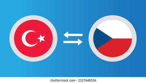 round icons with Turkey and Czech Republic flag exchange rate concept graphic element Illustration template design
