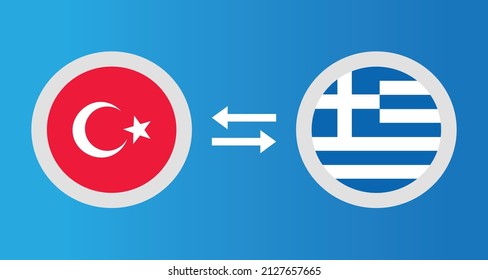iconos redondos con el concepto de tipo de cambio Turquía y Grecia elemento gráfico Diseño de la plantilla de ilustración

