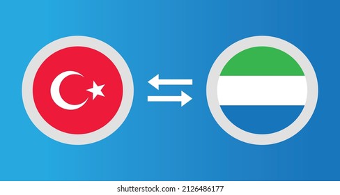 round icons with Turkey and Sierra Leone flag exchange rate concept graphic element Illustration template design
