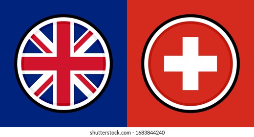 Round icons. uk and switzerland flags