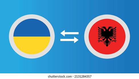 round icons with Ukraine and Albania flag exchange rate concept graphic element Illustration template design

