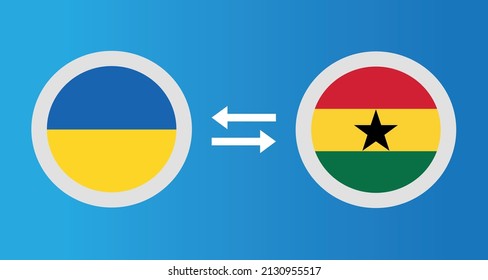 round icons with Ukraine and Ghana flag exchange rate concept graphic element Illustration template design
