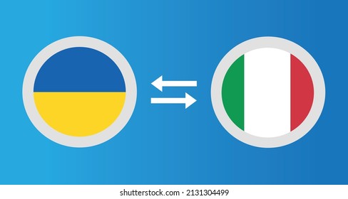 round icons with Ukraine and Italy flag exchange rate concept graphic element Illustration template design
