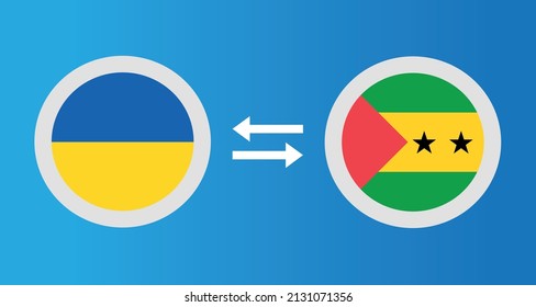 round icons with Ukraine and Sao Tome ve Principe flag exchange rate concept graphic element Illustration template design

