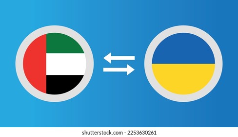 round icons with United Arab Emirates
and Ukraine flag exchange rate concept graphic element Illustration template design
