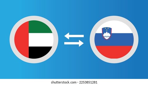round icons with United Arab Emirates
and Slovenia flag exchange rate concept graphic element Illustration template design
