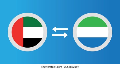 round icons with United Arab Emirates
and Sierra Leone flag exchange rate concept graphic element Illustration template design
