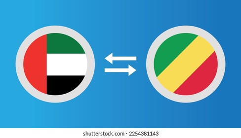 round icons with United Arab Emirates
and Congo flag exchange rate concept graphic element Illustration template design
