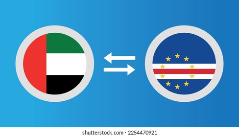 round icons with United Arab Emirates
and Cape Verde flag exchange rate concept graphic element Illustration template design
