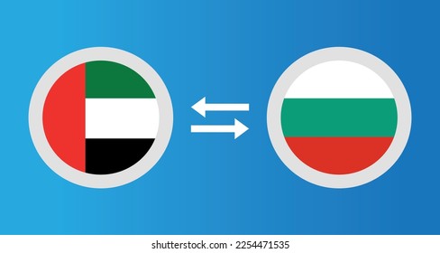 round icons with United Arab Emirates
and Bulgaria flag exchange rate concept graphic element Illustration template design
