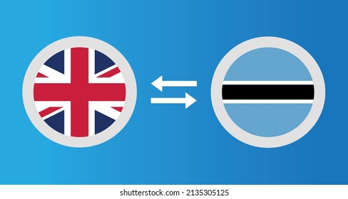 round icons with United Kingdom and Botswana flag exchange rate concept graphic element Illustration template design
