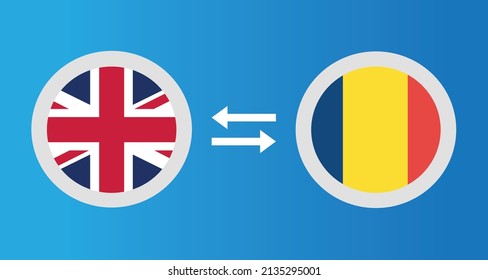 round icons with United Kingdom and Chad flag exchange rate concept graphic element Illustration template design
