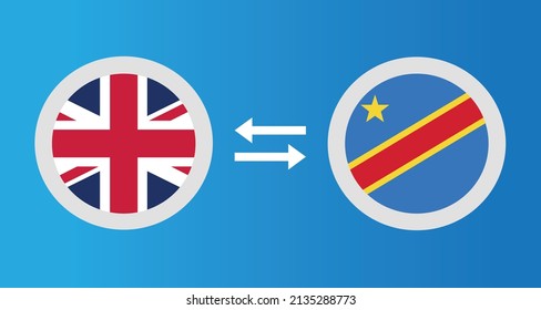 round icons with United Kingdom and Democratic Republic of the Congo flag exchange rate concept graphic element Illustration template design
