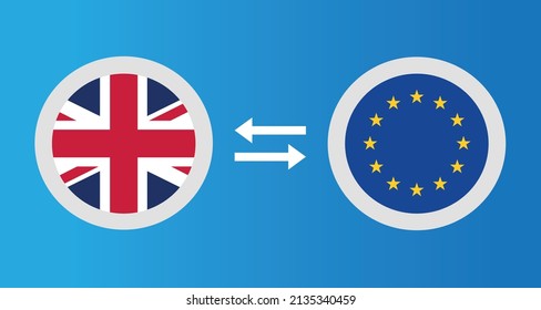 round icons with United Kingdom and European Union flag exchange rate concept graphic element Illustration template design
