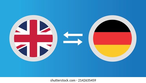 round icons with United Kingdom and Germany flag exchange rate concept graphic element Illustration template design
