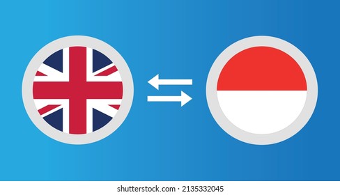 round icons with United Kingdom and Indonesia flag exchange rate concept graphic element Illustration template design
