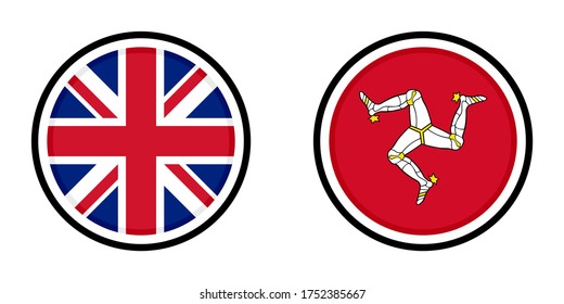 round icons with united kingdom and isle of man flags