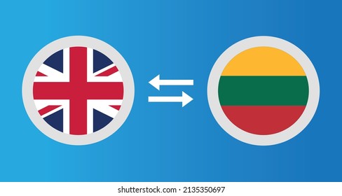 round icons with United Kingdom and Lithuania flag exchange rate concept graphic element Illustration template design
