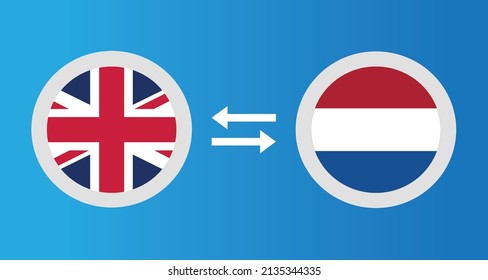 round icons with United Kingdom and Netherlands flag exchange rate concept graphic element Illustration template design
